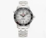 Seamaster Diver 300M B50F Black Ceramic White Dial on SS Bracelet A8800(Free Rubber Strap)