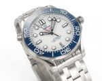 Seamaster Diver 300M B50F Blue Ceramic White Dial on SS Bracelet A8800 (Free Rubber Strap) - Image 2