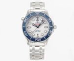 Seamaster Diver 300M B50F Blue Ceramic White Dial on SS Bracelet A8800 (Free Rubber Strap)