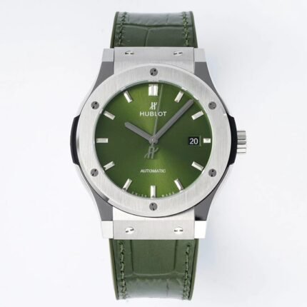 Classic Fusion 42mm Titanium JJZF 1:1 V2 Best Edition Green Dial On Green Gummy Strap