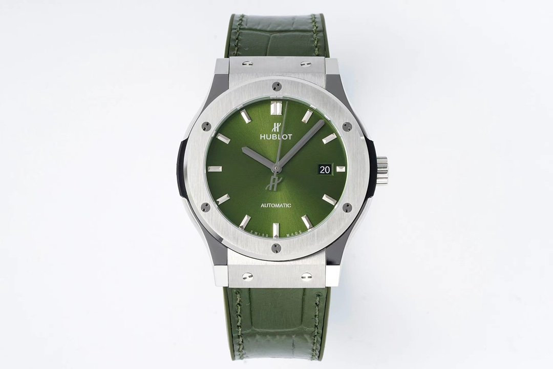 Classic Fusion 42mm Titanium JJZF 1:1 V2 Best Edition Green Dial On Green Gummy Strap