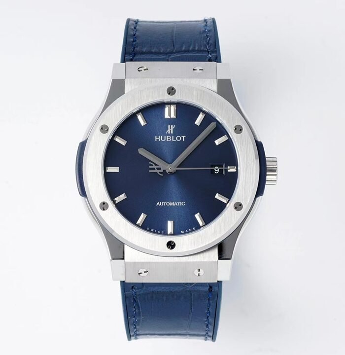 Classic Fusion 42mm Titanium JJZF 1:1 V2 Best Edition Blue Dial On Blue Gummy Strap