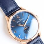 Master Ultra Thin Small Second SS ZF 1:1 Best Edition Golden Dial on Blue Leather Strap A896 - Image 4