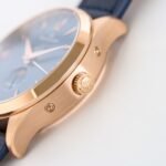 Master Ultra Thin Small Second SS ZF 1:1 Best Edition Golden Dial on Blue Leather Strap A896 - Image 7