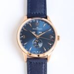 Master Ultra Thin Small Second SS ZF 1:1 Best Edition Golden Dial on Blue Leather Strap A896