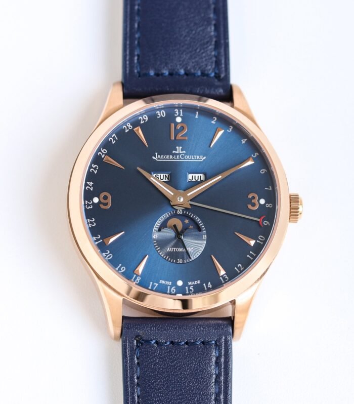 Master Ultra Thin Small Second SS ZF 1:1 Best Edition Golden Dial on Blue Leather Strap A896