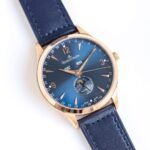 Master Ultra Thin Small Second SS ZF 1:1 Best Edition Golden Dial on Blue Leather Strap A896 - Image 2