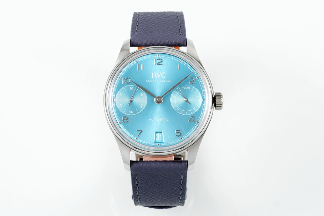 Portuguese Real PR IW501708 SS APSF 1:1 Best Edition Light Blue Dial On Blue Leather Strap A52010