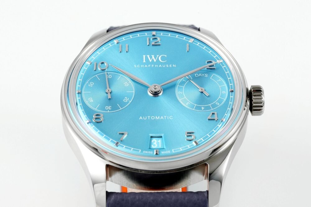 Portuguese Real PR IW501708 SS APSF 1:1 Best Edition Light Blue Dial On Blue Leather Strap A52010 - Image 5