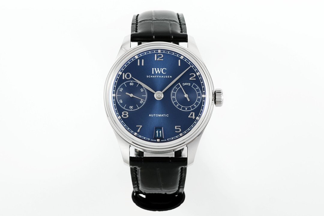 Portuguese Real PR IW501704 SS APSF 1:1 Best Edition Blue Dial On Black Leather Strap A52010