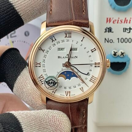 Villeret 6654 RG Complicated Function APSF 1:1 Best Edition White Dial on Leather Strap A6654