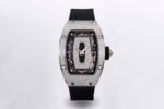 RM07 Paved Snowflake Cut Diamonds SS ZF Best Edition Black MOP Diamond Skeleton Dial On Black Rubber Strap Asian CRMA2 Clone