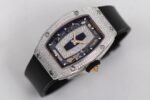 RM07 Full Paved Diamonds SS ZF Best Edition Black Diamond Skeleton Dial On Black Rubber Strap Asian CRMA2 Clone - Image 3