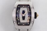 RM07 Paved Snowflake Cut Diamonds SS ZF Best Edition Black MOP Diamond Skeleton Dial On Black Rubber Strap Asian CRMA2 Clone - Image 4