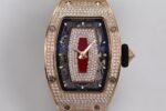 RM07 Full Paved Diamond RG ZF Best Edition Red Diamond Skeleton Dial On Black Rubber Strap Asian CRMA2 Clone - Image 2