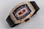 RM07 Full Paved Diamond RG ZF Best Edition Red Diamond Skeleton Dial On Black Rubber Strap Asian CRMA2 Clone - Image 3