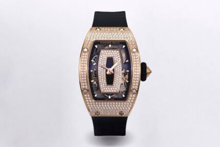 RM07 Paved Snowflake Cut Diamonds RG ZF Best Edition Black MOP Diamond Skeleton Dial On Black Rubber Strap Asian CRMA2 Clone