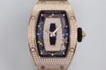 RM07 Paved Snowflake Cut Diamonds RG ZF Best Edition Black MOP Diamond Skeleton Dial On Black Rubber Strap Asian CRMA2 Clone - Image 3