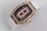 RM07 Full Paved Diamond RG ZF Best Edition Red Diamond Skeleton Dial On White Rubber Strap Asian CRMA2 Clone - Image 3