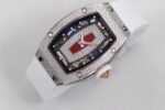 RM07 Full Paved Diamond SS ZF Best Edition Red Diamond Skeleton Dial On White Rubber Strap Asian CRMA2 Clone - Image 3