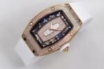 RM07 Paved Snowflake Cut Diamonds RG ZF Best Edition White MOP Diamond Skeleton Dial On White Rubber Strap Asian CRMA2 Clone - Image 5
