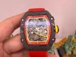 RM67-02 Red/Yellow Inner Bezel Real NTPT 1:1 Best Edition Skeleton Dial On Red Nylon strap CRMA7 Clone
