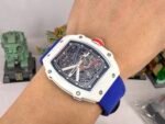 RM67-02 Black Inner Bezel Real White Ceramic 1:1 Best Edition Skeleton Dial On Blue Nylon strap CRMA7 Clone - Image 2
