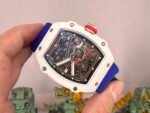 RM67-02 Black Inner Bezel Real White Ceramic 1:1 Best Edition Skeleton Dial On Blue Nylon strap CRMA7 Clone - Image 6