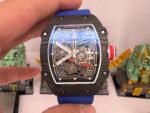 RM67-02 Black Inner Bezel  Real NTPT 1:1 Best Edition Skeleton Dial On Blue Nylon strap CRMA7 Clone - Image 6
