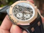 Royal Oak Offshore 44mm Black Ceramic TKF 1:1 Best Edition Gray Dial RG Bezel on Black Rubber Strap A3126 - Image 8