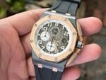 Royal Oak Offshore 44mm Black Ceramic TKF 1:1 Best Edition Gray Dial RG Bezel on Black Rubber Strap A3126 - Image 5