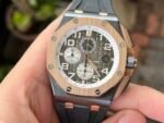 Royal Oak Offshore 44mm Black Ceramic TKF 1:1 Best Edition Gray Dial RG Bezel on Black Rubber Strap A3126 - Image 2