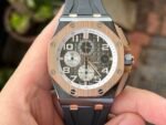 Royal Oak Offshore 44mm Black Ceramic TKF 1:1 Best Edition Gray Dial RG Bezel on Black Rubber Strap A3126
