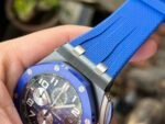 Royal Oak Offshore 44mm Black Ceramic TKF 1:1 Best Edition Blue Dial on Blue Rubber Strap A3126 - Image 11