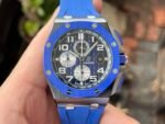 Royal Oak Offshore 44mm Black Ceramic TKF 1:1 Best Edition Blue Dial on Blue Rubber Strap A3126