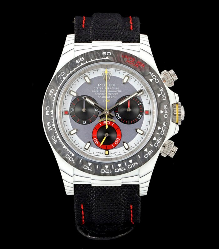 Daytona DIW White Carbon DIWF Best Edition Gray Dial Black Subdial On Black Nylon Strap A4801
