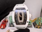 RM07 Real White Ceramic RG ZF Best Edition Black MOP Diamond Skeleton Dial On White Rubber Strap Asian CRMA2 Clone