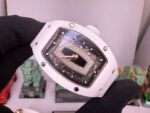 RM07 Real White Ceramic RG ZF Best Edition Black MOP Diamond Skeleton Dial On White Rubber Strap Asian CRMA2 Clone - Image 5