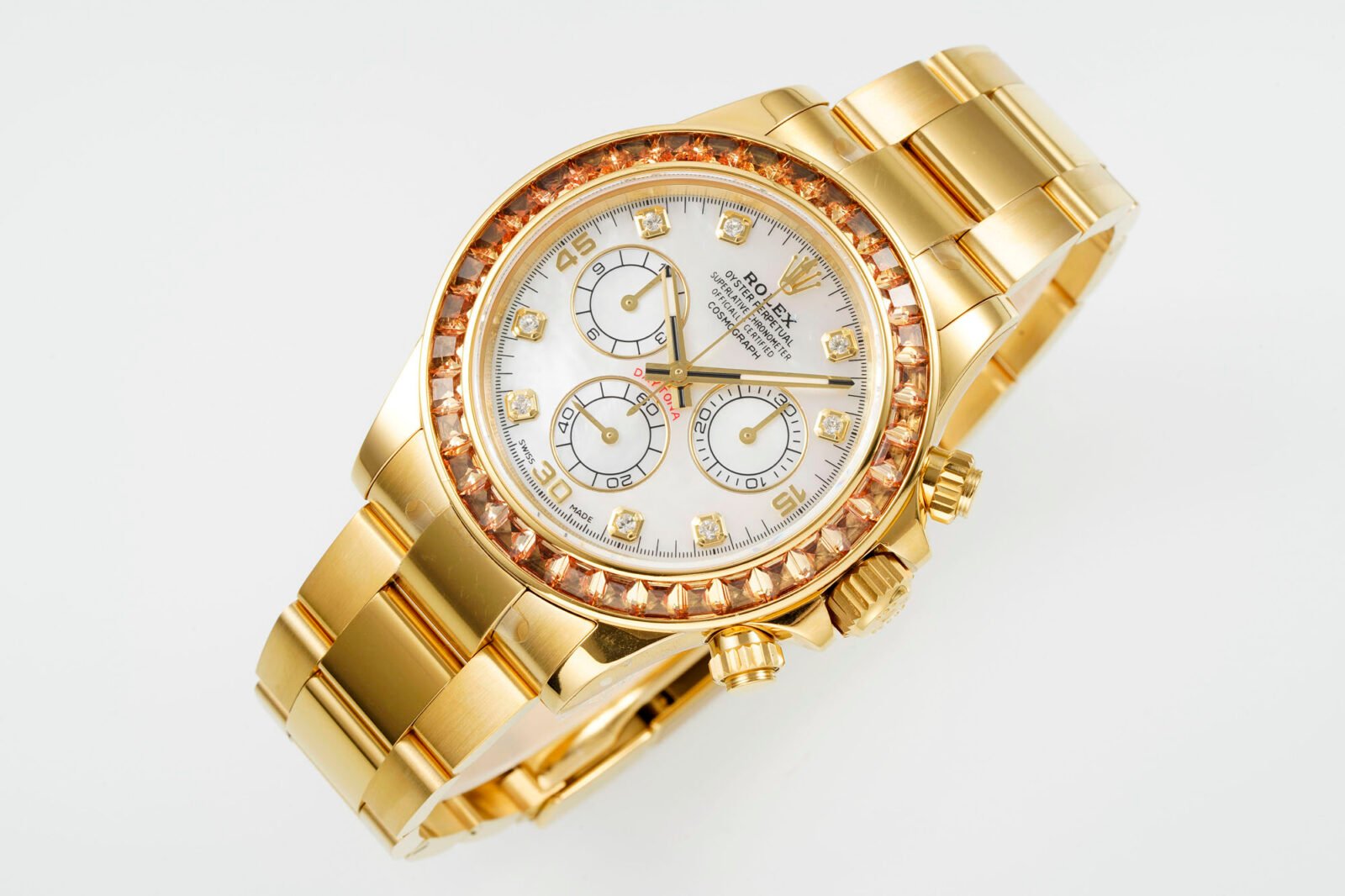 i1750324448440_5940_0_0 Daytona 116578 SACO "Orange Sapphire" SONIC 1:1 Best Edition White MOP Dial On RG Bracelet SA4130 - Image 1