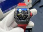 RM055 White Inner Bezel Red Crown NTPT ZF 1:1 Best Edition Skeleton Dial On Red Shark Rubber Strap RMUL2 Super Clone