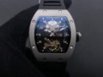 RM001 Satin-polished steel Real PR YSF Skeleton Dial on black Rubber Strap Asian Tourbillon