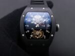 RM001 Real PR DLC YSF Skeleton Dial on black Rubber Strap Asian Tourbillon