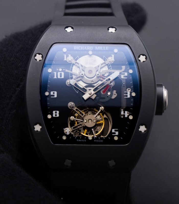 RM001 Real PR DLC YSF Skeleton Dial on black Rubber Strap Asian Tourbillon