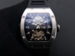 RM001 Real PR SS YSF Skeleton Dial on black Rubber Strap Asian Tourbillon