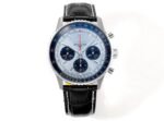 Navitimer B01 43mm SS BLSF 1:1 Best Edition Ice Blue Dial Black Subdials On Black Leather Strap A7750