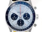Navitimer B01 43mm SS BLSF 1:1 Best Edition Ice Blue Dial Black Subdials On Black Leather Strap A7750 - Image 5