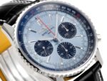 Navitimer B01 43mm SS BLSF 1:1 Best Edition Ice Blue Dial Black Subdials On Black Leather Strap A7750 - Image 3