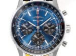 Navitimer B01 43mm SS BLSF 1:1 Best Edition Blue Dial Green Subdials On Black Leather Strap A7750 - Image 5