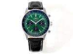 Navitimer B01 43mm SS BLSF 1:1 Best Edition Green Dial On Black Leather Strap A7750