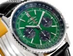 Navitimer B01 43mm SS BLSF 1:1 Best Edition Green Dial On Black Leather Strap A7750 - Image 3
